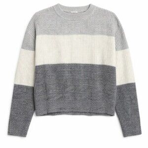 Garage Gray & Cream Colorblock Knit Crewneck Sweater | Size M